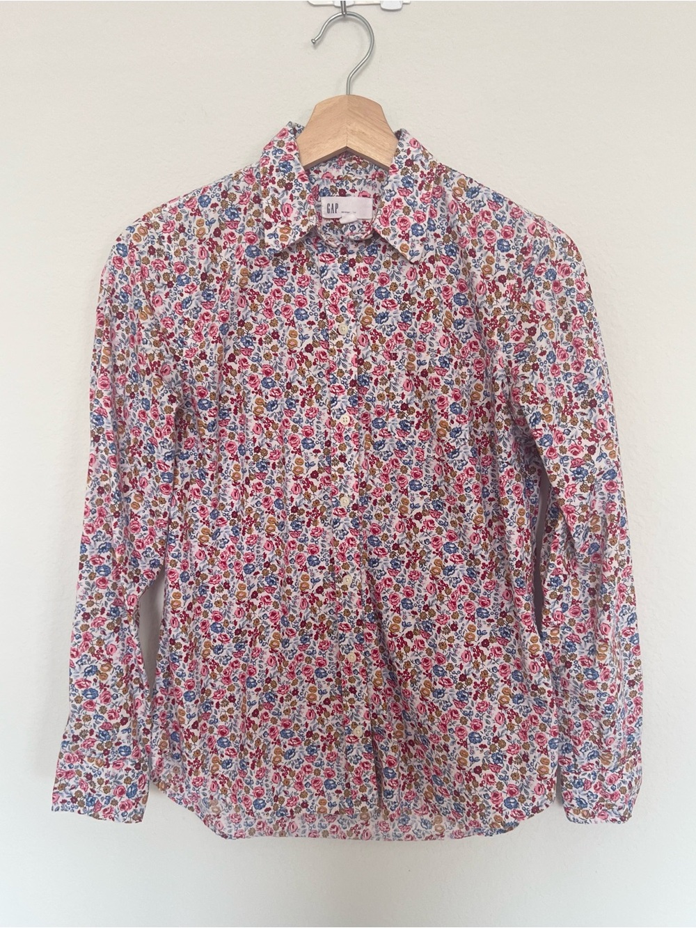 Gap Floral Button Up Top Boyfriend Fit Cotton Size XS Feminine